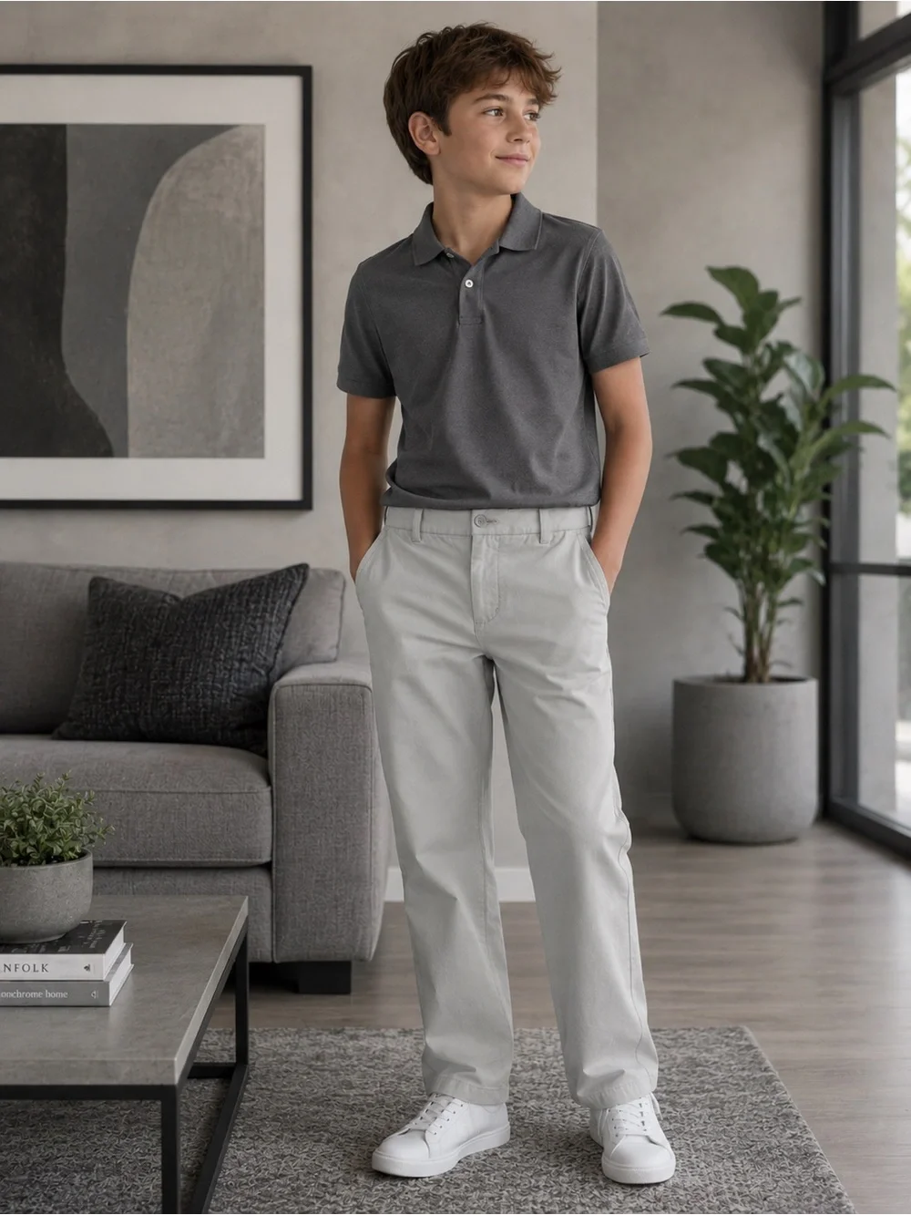 Vineyard Vines Boys Light Gray Performance Pants Size 12 (002)
